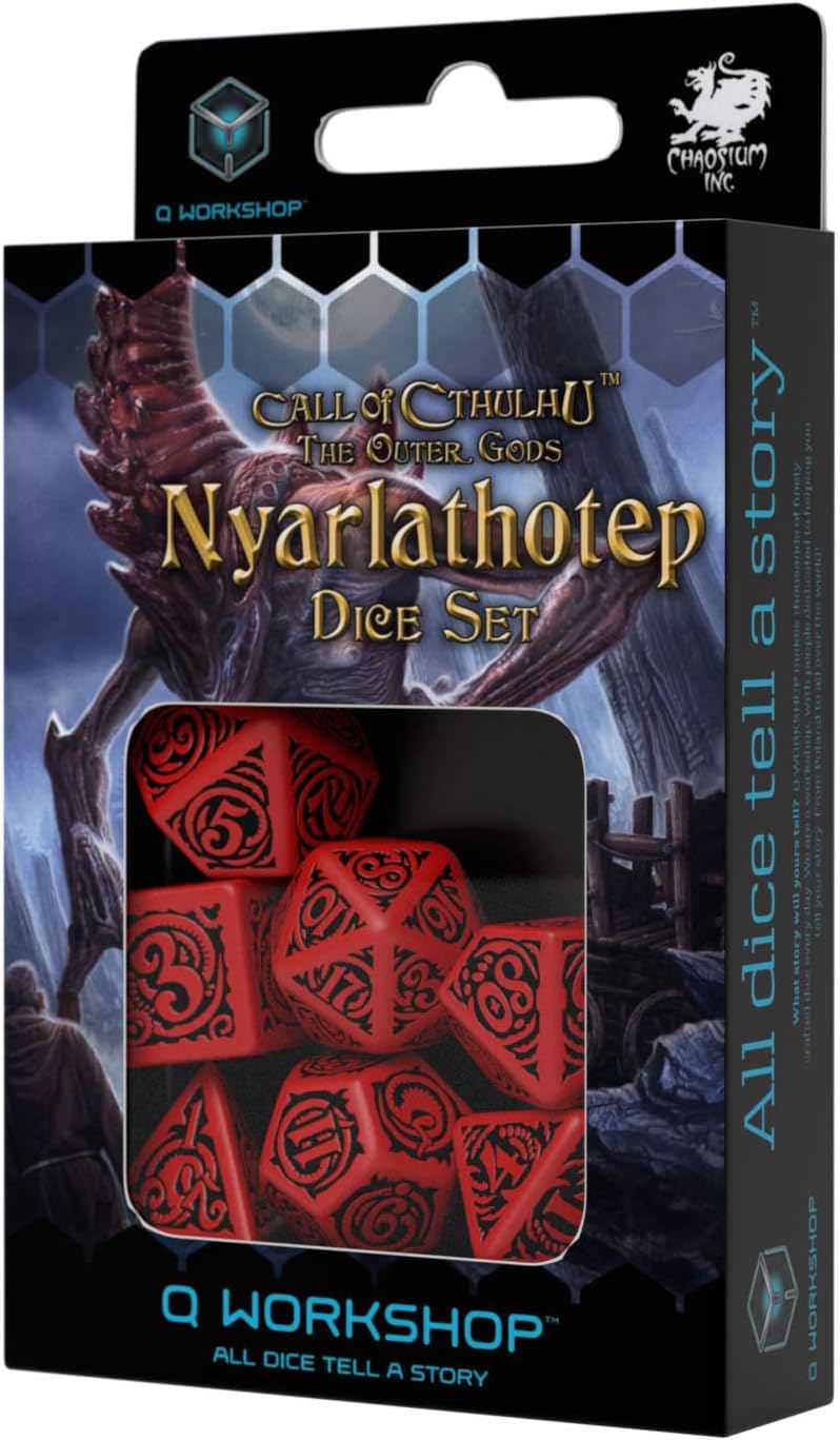 TRPGダイスセット ニャルラトホテプ クトゥルフ神話 Q-WORKSHOP製 外なる神々の使者 赤黒デザイン 多面体ダイスセット 4面体ダイス 6面体ダイス 8面体ダイス 10面体ダイス 12面体ダイス 20面体ダイス