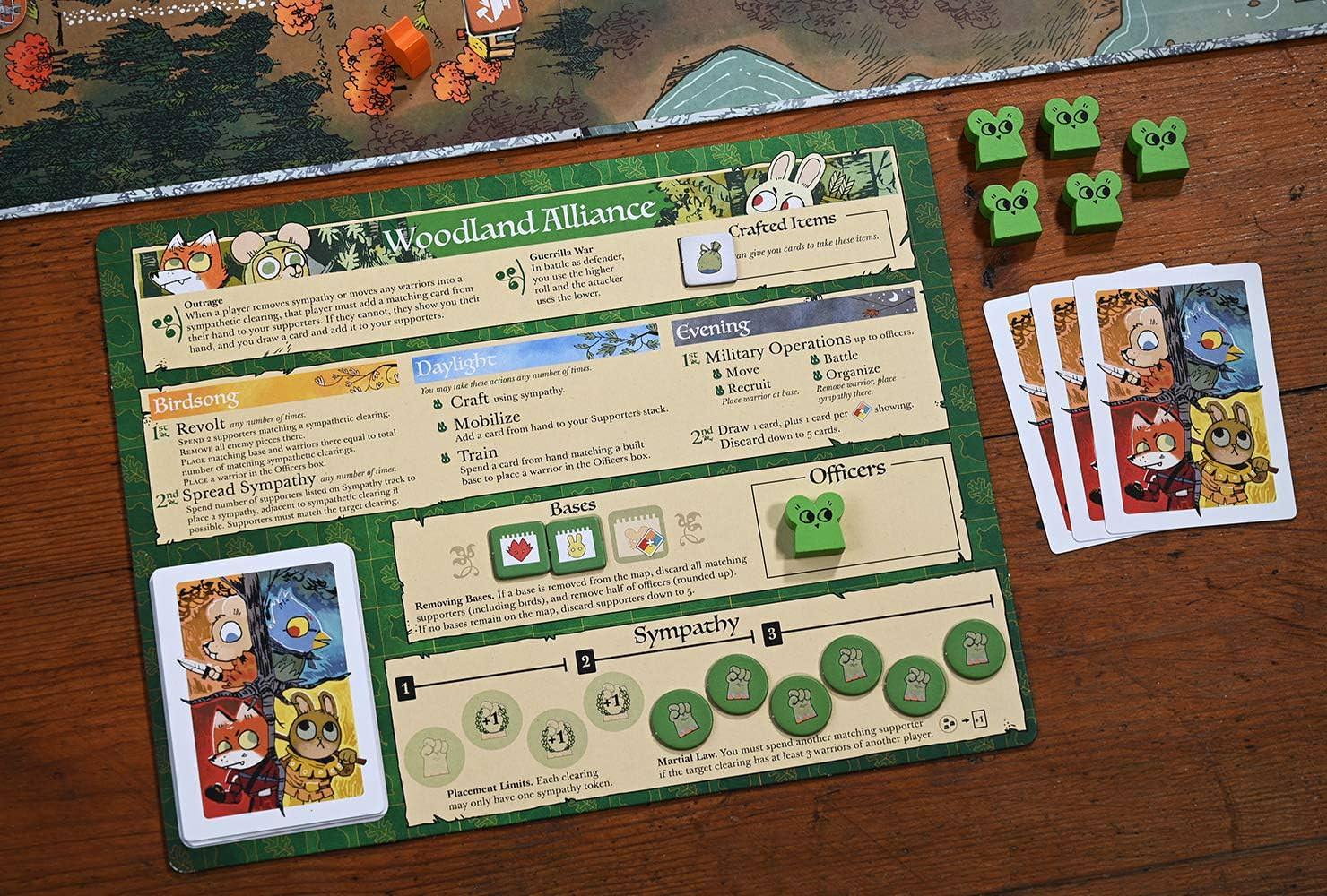 ボードゲーム Root: A Game of Woodland Might and Right ルート：森の覇権をめぐる冒険と戦争 非対称デザイン 2-4人用 60-90分 14歳以上 猫侯爵 鷲族王朝 ウッドランド同盟 放浪者 勝利条件 戦略ゲーム ストーリー性 勢力ボード 英語版 日本語説明書なし