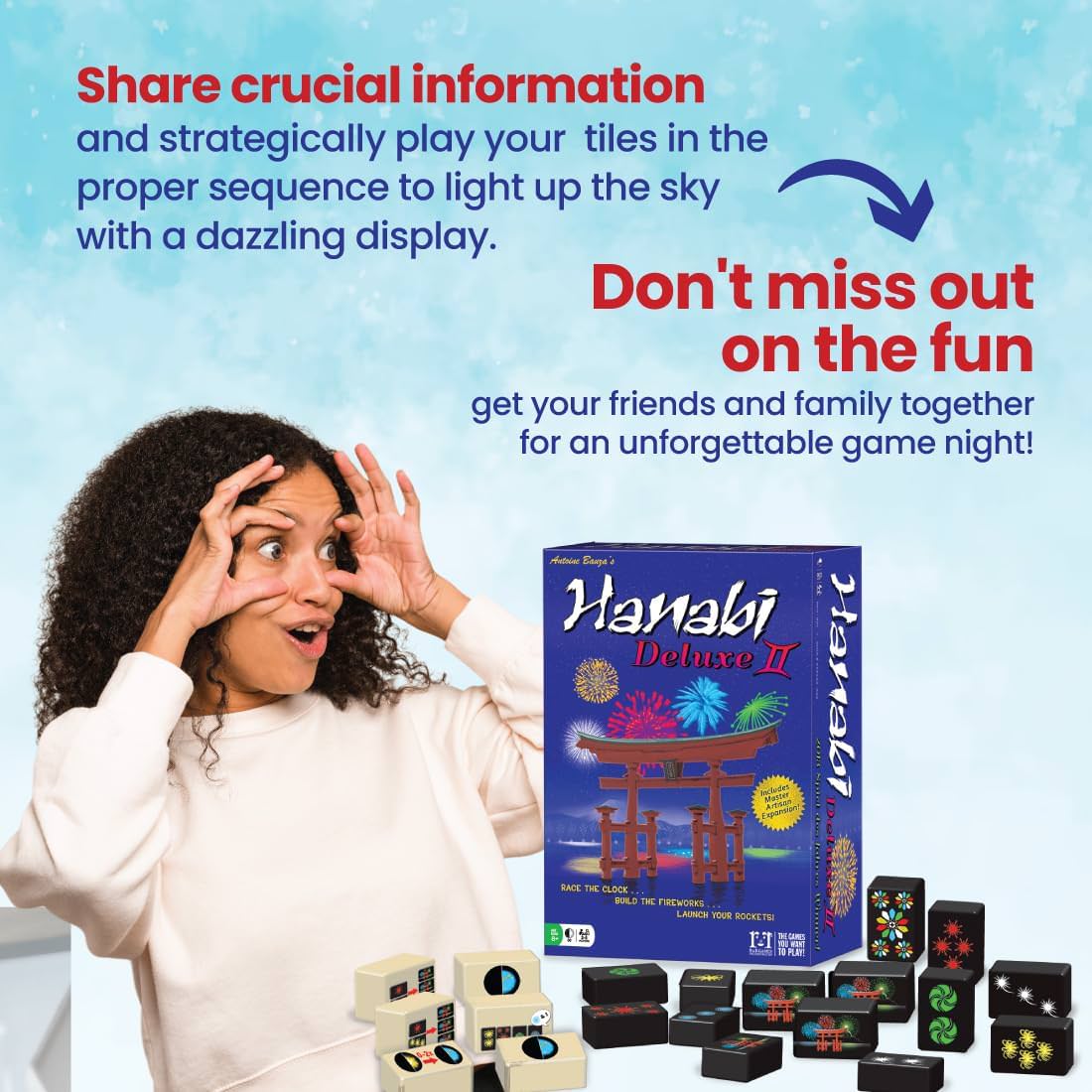 Hanabi Deluxe II [A heart-warming cooperative experience] A luxurious board game for adults where you can immerse yourself in beautiful tiles 