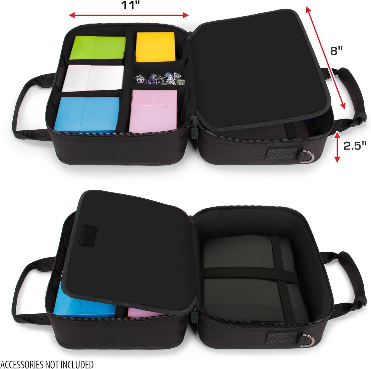 カード収納バッグ USA Gear Card Deck Storage Bag ブラック 耐候性 リップストップナイロン 耐久性 カスタマイズ可能 仕切り板 パッド入り ショルダーストラップ 調節可能 デッキボックス トークン ダイス 保護