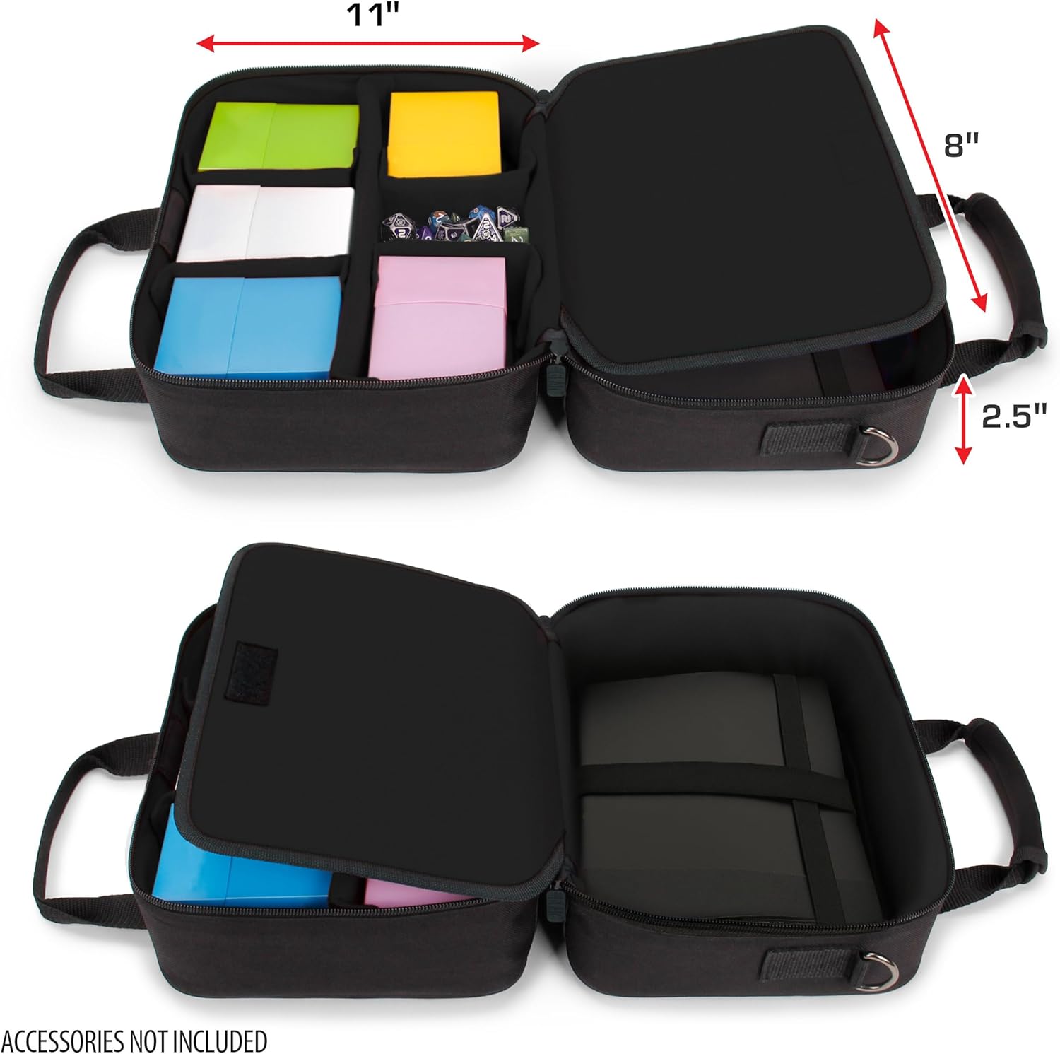 カード収納バッグ USA Gear Card Deck Storage Bag ブラック 耐候性 リップストップナイロン 耐久性 カスタマイズ可能 仕切り板 パッド入り ショルダーストラップ 調節可能 デッキボックス トークン ダイス 保護