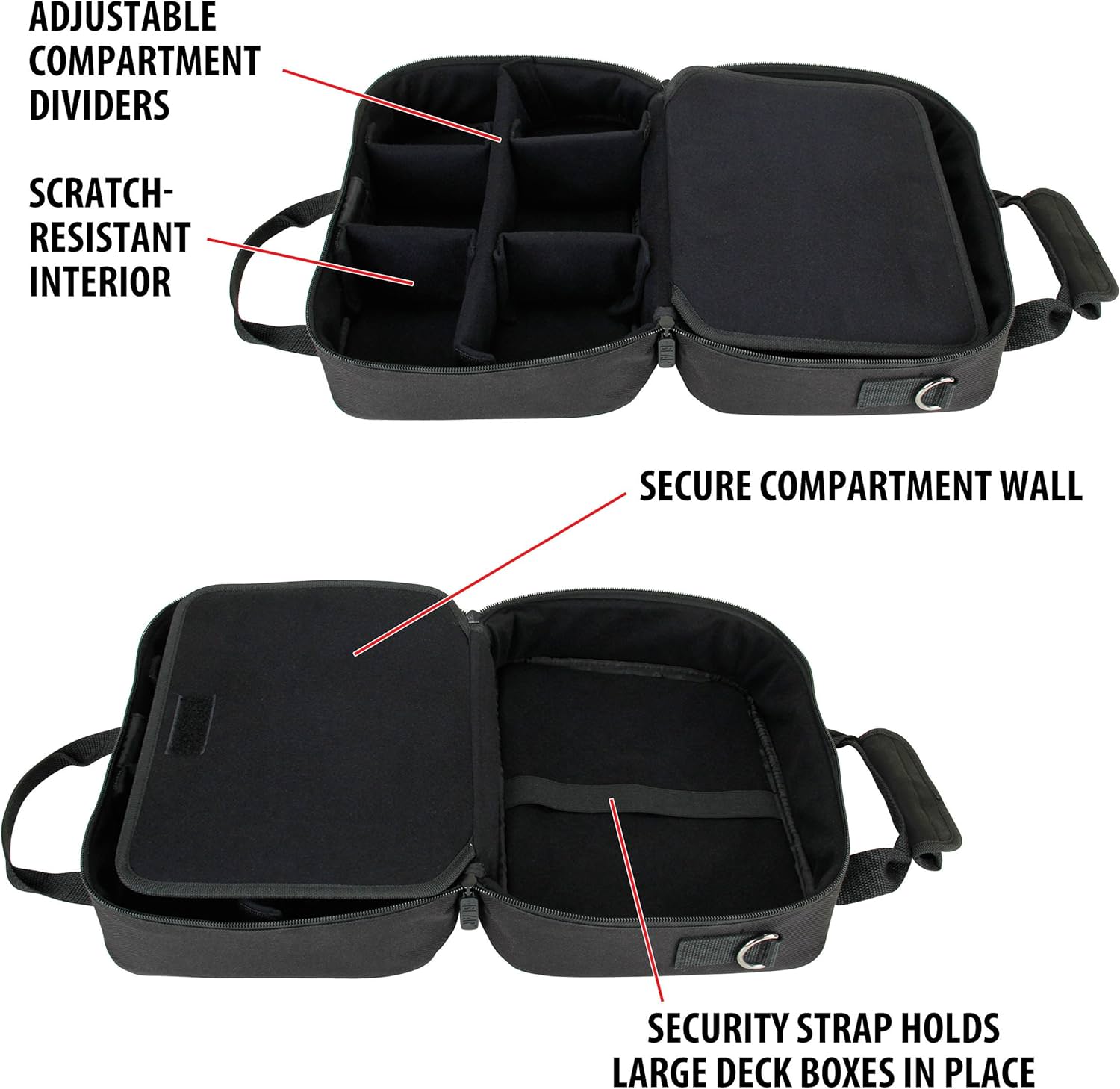 カード収納バッグ USA Gear Card Deck Storage Bag ブラック 耐候性 リップストップナイロン 耐久性 カスタマイズ可能 仕切り板 パッド入り ショルダーストラップ 調節可能 デッキボックス トークン ダイス 保護