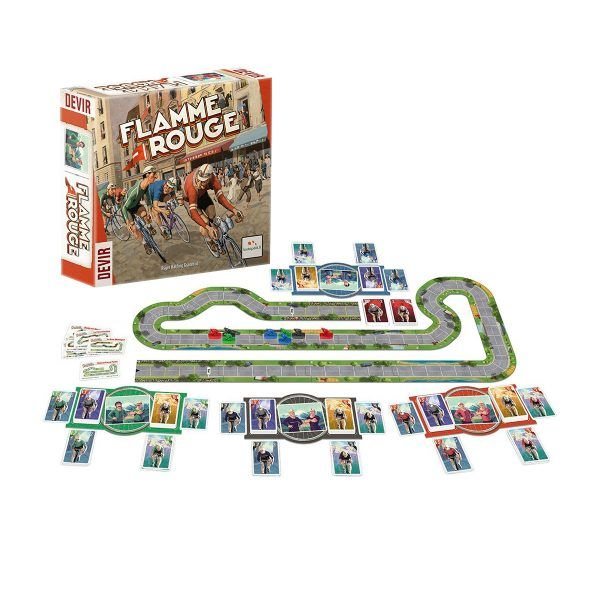 ボードゲーム Flamme Rouge フラムルージュ ルーラーとスプリントゥールによる戦略的自転車レース 2-4人プレイ可能 プレイヤーボード8選手モデル両面トラックタイル使用可 疲労管理とスリップストリーム活用による駆け引き 英語版 日本語説明書なし