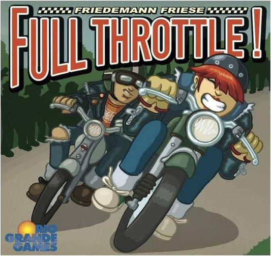 ボードゲーム FULL THROTTLE フリーゼ 原付バイクレース 戦略的賭け 駆け引き 独創メカニクス 緑色デザイン 2ー6人 30ー60分 斬新レース カラフル原付バイク採用 FIFA風カードドラフト 人気原付ゲーム 日本語説明書付き 