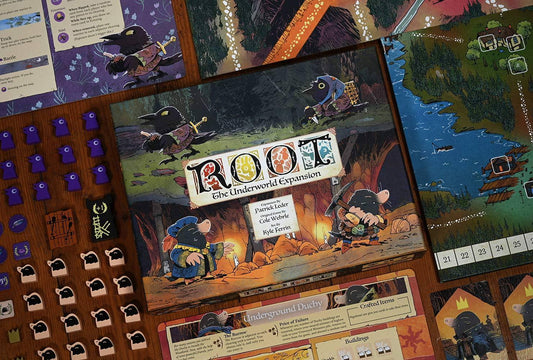 ボードゲーム拡張セット Root The Underworld Expansion Underground Duchy Corvid Conspiracy 新派閥 戦略性拡張 Mountain Map Lake Map 地下公国 カラス一族 英語版 日本語説明書なし