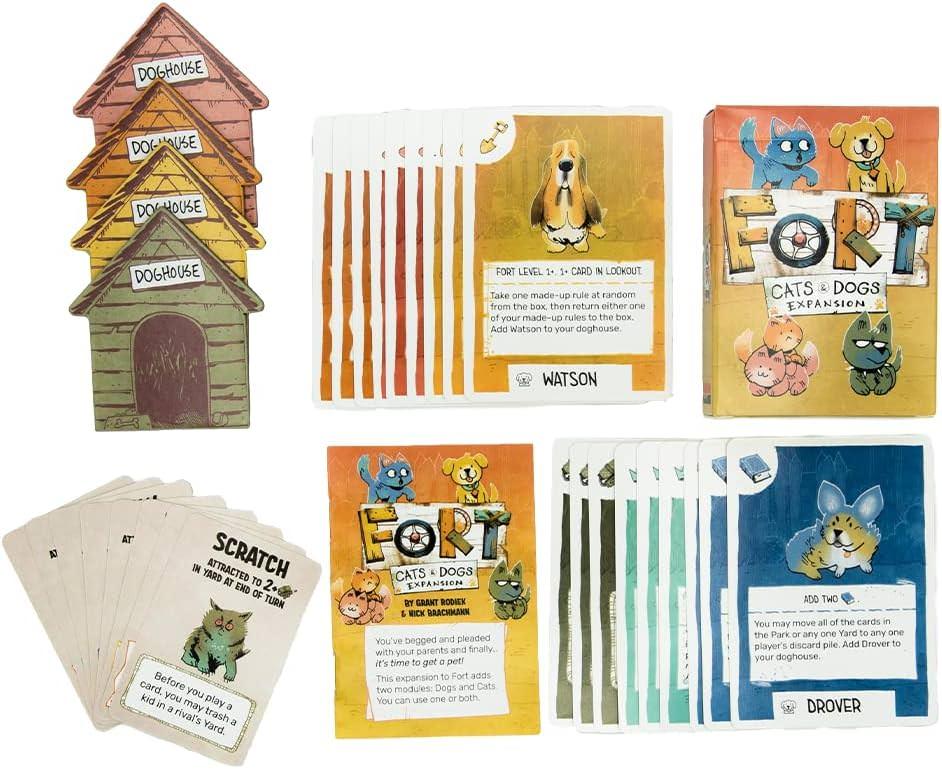 [ボードゲーム] FORT: CATS & DOGS EXPANSION フォート：キャッツ&ドッグス 拡張 人気ボードゲームFort拡張セット 犬と猫モジュール追加 新戦略要素 ベースゲーム必須 犬カード18枚 猫カード8枚 犬小屋ボード4つ 英語版 日本語説明書なし