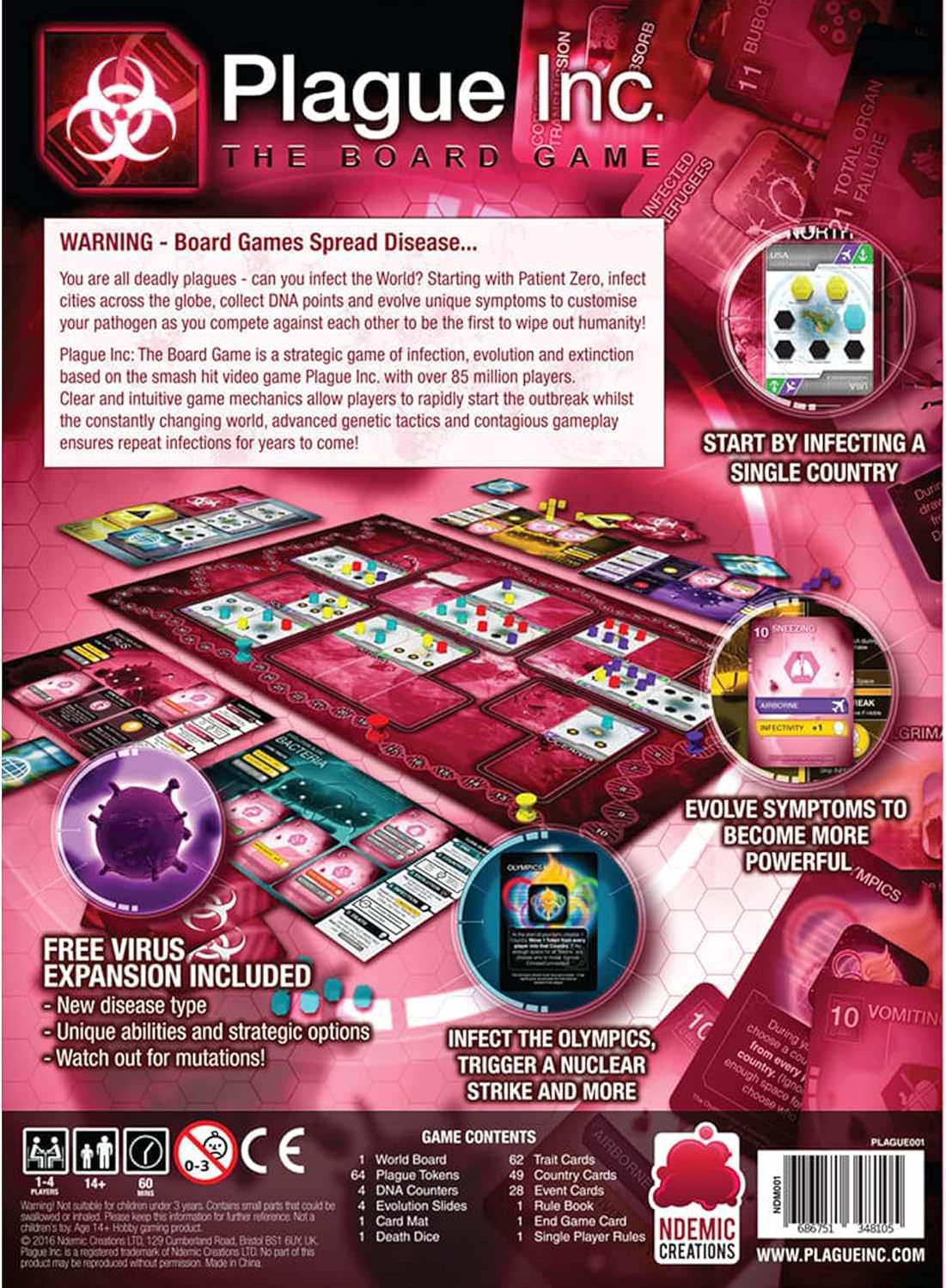 ボードゲーム Plague Inc 感染と進化の戦略 致命的な病原体 進化スライド 特性カード 戦略的な感染拡大 世界制覇リアルなパンデミックシミュレーション インフルエンザ類似症状 