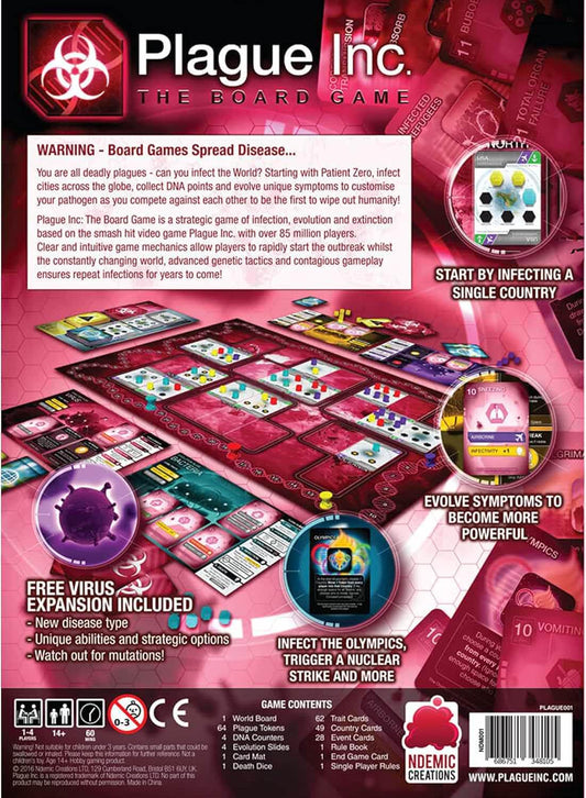ボードゲーム Plague Inc 感染と進化の戦略 致命的な病原体 進化スライド 特性カード 戦略的な感染拡大 世界制覇リアルなパンデミックシミュレーション インフルエンザ類似症状 