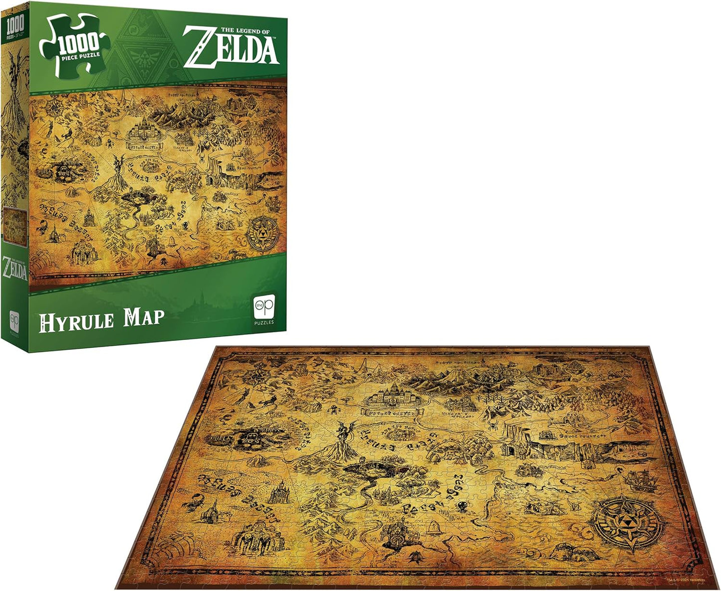 ジグソーパズル ゼルダの伝説 ハイラル マップ USAoply 1000ピース ブレス オブ ザ ワイルド コレクターズエディション 古風 探検家 地図スタイル アンティーク調 ヴィンテージ 高品質 精密カット コンパスローズ