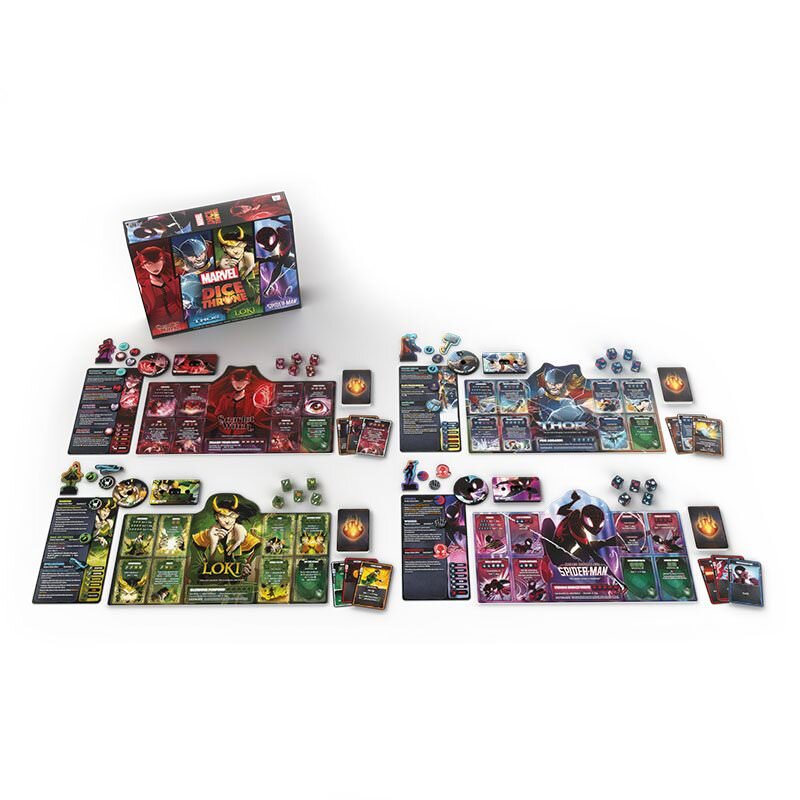 ダイスロール戦闘ボードゲーム Marvel Dice Throne 4-Hero Box マーベル ダイス スローン 4ヒーローボックス USAopoly社 スカーレット・ウィッチ ソー ロキ スパイダーマン 2-4人用 対象年齢8歳以上