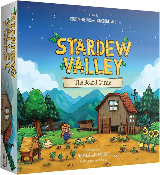 ボードゲーム Stardew Valley ボードゲーム Eric Baron 協力型 テーブルゲーム 農業 釣り 採掘 動物育成 資源収集 植生タイル エンジン構築 ゲーム展開 コミュニティ再建 季節変化 戦略的 アクション分担 ポーン配置 英語版 日本語説明書なし