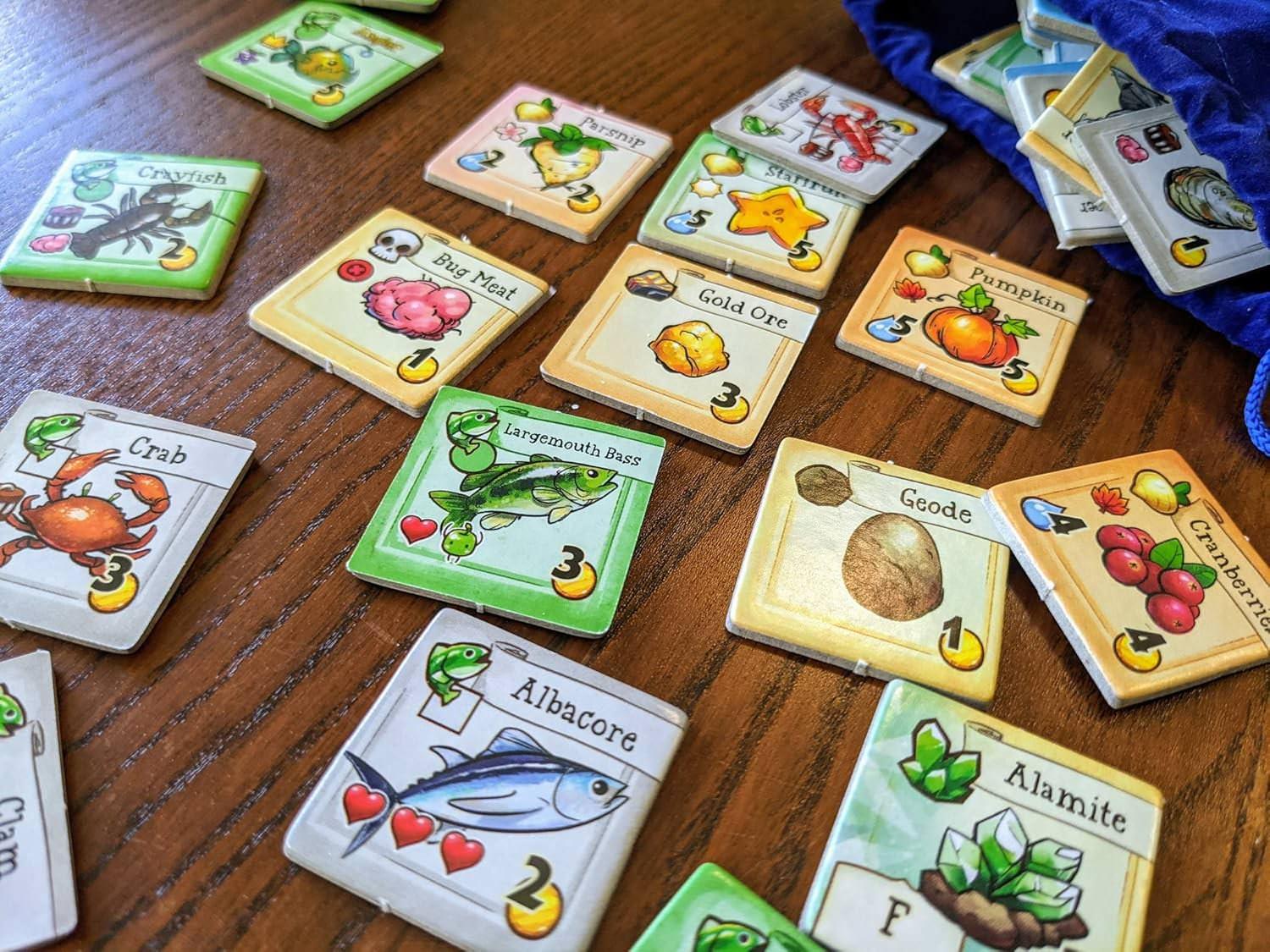 ボードゲーム Stardew Valley ボードゲーム Eric Baron 協力型 テーブルゲーム 農業 釣り 採掘 動物育成 資源収集 植生タイル エンジン構築 ゲーム展開 コミュニティ再建 季節変化 戦略的 アクション分担 ポーン配置 英語版 日本語説明書なし