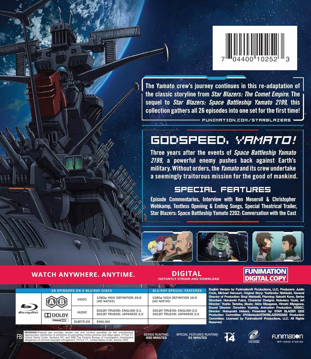 Blu-ray 宇宙戦艦ヤマト2202 愛の戦士たち 完全版 松本零士 西崎義展監督 信治原秀樹制作 福井晴敏脚本 XEBECスタジオ スペースオペラ 宇宙戦争 壮大な冒険 26話収録 高画質1080p 宮川彬良音楽 特典映像多数 銀河防衛艦隊 