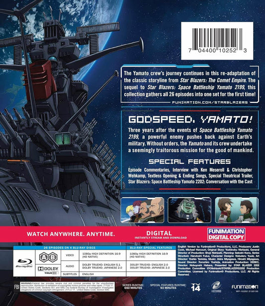 Blu-ray 宇宙戦艦ヤマト2202 愛の戦士たち 完全版 松本零士 西崎義展監督 信治原秀樹制作 福井晴敏脚本 XEBECスタジオ スペースオペラ 宇宙戦争 壮大な冒険 26話収録 高画質1080p 宮川彬良音楽 特典映像多数 銀河防衛艦隊 