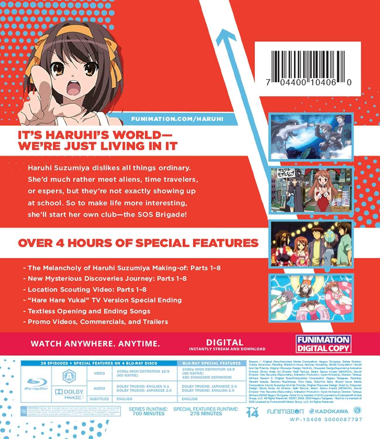 Blu-ray 涼宮ハルヒの憂鬱 シーズン1 2 Essentials Blu-ray 石原立也監督 高画質 1080p HDネイティブ 映像 16 9 アスペクト比 全28エピソード 豊富な特典映像 ハレ晴レユカイ 人気楽曲収録 SOS団 活動 不思議探求