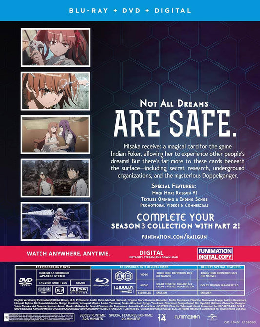 Blu-ray DVD アニメ とある科学の超電磁砲T Part 2 学園都市の超能力者たちの物語 J.C.STAFF制作 長井竜雪監督 高精細1080p映像 迫力の13エピソード 4枚組 14歳以上推奨 インディアンポーカー 謎のドッペルゲンガー