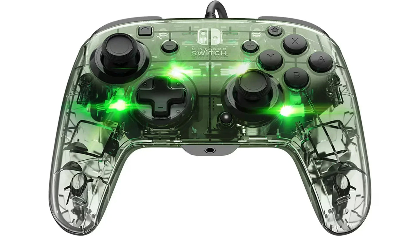 ゲームコントローラー PDP Afterglow Deluxe+ Audio Wired Controller for Nintendo Switch PDP 光と音で彩る透明ポリカーボネート筐体有線コントローラー調光可能プリズマティックLED照明 並行輸入品