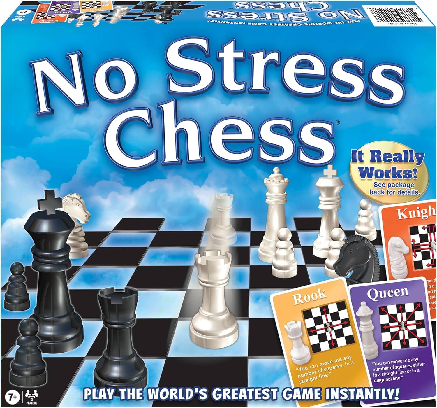 ボードゲーム No Stress Chess ノーストレスチェス イラスト付きカード 両面ゲームボード アクションカード使用 簡単習得段階的移行 初心者上級者対応 戦略的思考育成論理的思考強化幅広い年齢対象親子友達独学対応 英語版 日本語説明書なし