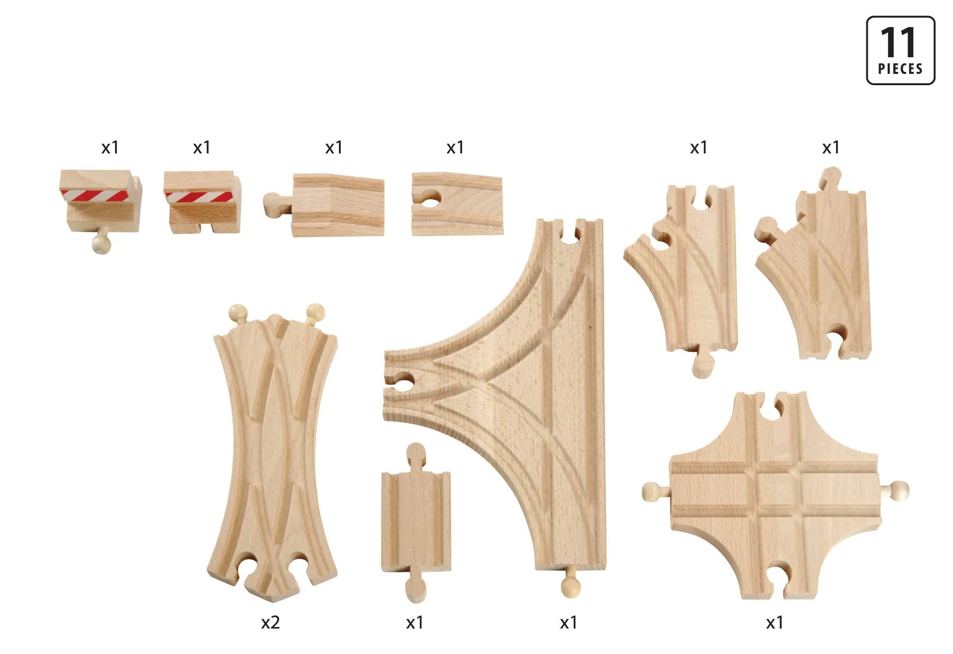 木製レール BRIO World ポイントレール拡張セット 33307 BRIO 創造力育む11ピース 多彩なレールパーツ 3歳以上対応 FSC認証ブナ材使用 高品質プラスチック 安全基準徹底 鉄道ネットワーク設計自在 伝統と耐久性互換性確保