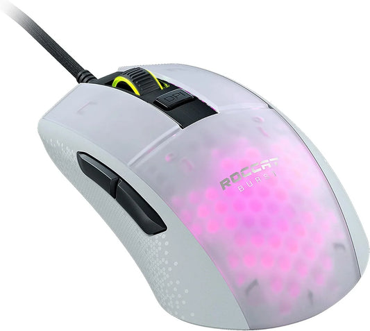 ゲーミングマウス ROCCAT Burst Pro White ROCCAT 超軽量68g 対称形デザイン ハニカムシェル構造 光学式Titan Switch Optical 1億回耐久 16000DPI Owl-Eyeセンサー 最大加速度50G 最大追跡速度400IPS PhantomFlexケーブル 並行輸入品