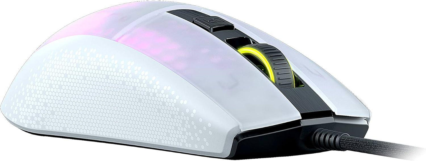 ゲーミングマウス ROCCAT Burst Pro White ROCCAT 超軽量68g 対称形デザイン ハニカムシェル構造 光学式Titan Switch Optical 1億回耐久 16000DPI Owl-Eyeセンサー 最大加速度50G 最大追跡速度400IPS PhantomFlexケーブル 並行輸入品