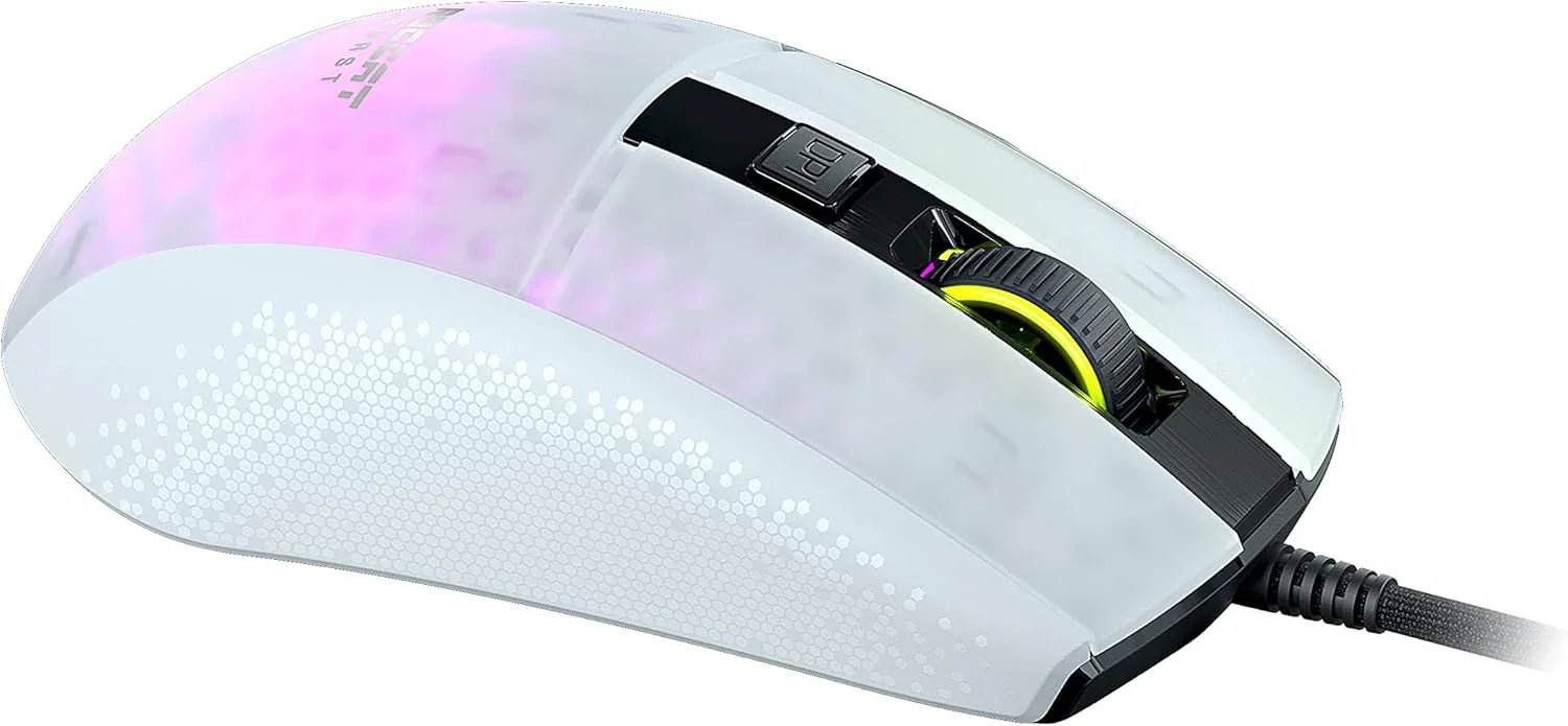 ゲーミングマウス ROCCAT Burst Pro White ROCCAT 超軽量68g 対称形デザイン ハニカムシェル構造 光学式Titan Switch Optical 1億回耐久 16000DPI Owl-Eyeセンサー 最大加速度50G 最大追跡速度400IPS PhantomFlexケーブル 並行輸入品