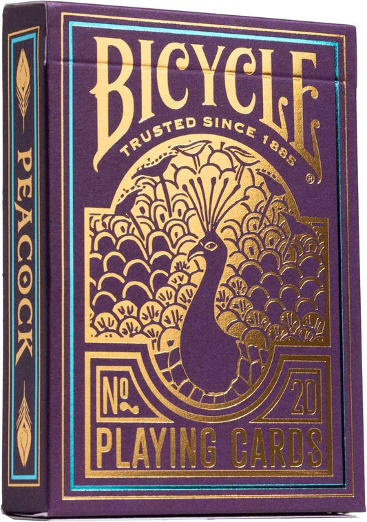 トランプ Bicycle Purple Peacock Playing Cards Bicycle社 カードコレクター カードゲーム マジック コールドフォイル技術 エアクッション仕上げ ロイヤルパープル ディープブルー ゴールド 孔雀 アートワーク 英語版 日本語説明書なし