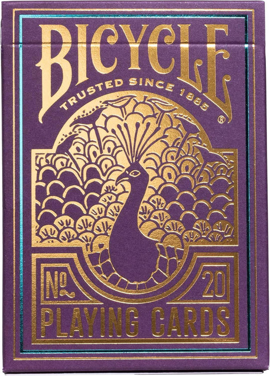 トランプ Bicycle Purple Peacock Playing Cards Bicycle社 カードコレクター カードゲーム マジック コールドフォイル技術 エアクッション仕上げ ロイヤルパープル ディープブルー ゴールド 孔雀 アートワーク 英語版 日本語説明書なし