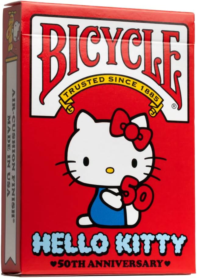 トランプカード ハローキティ Hello Kitty Playing Cards Bicycle 50周年 Anniversary サンリオキャラクター ポーカーサイズ 56枚 記念品 コレクター プレミアムカードストック エアークッションフィニッシュ加工