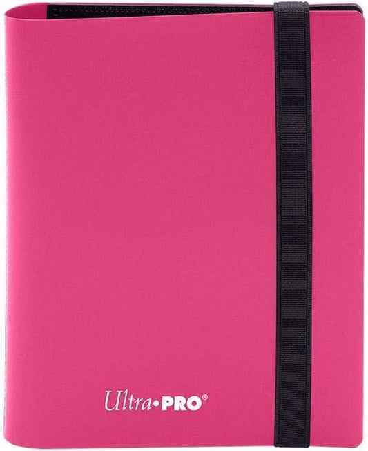 トレーディングカードバインダー Eclipse 2ポケットPROバインダー ホットピンク Ultra Pro 横入れポケットデザイン 80枚収納 非PVC素材 滑り止め黒ウェブ素材 ゴム製ストラップ付き コレクション保護用