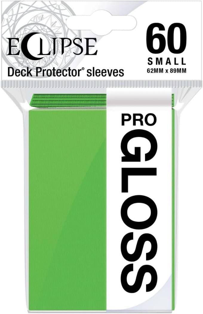 カードスリーブ Ultra Pro Eclipse Gloss Small Sleeves Lime Green ChromaFusion技術 グロス仕上げ 前面高透明度 背面不透明 60枚入り 遊戯王TCG スモールサイズ 62×89mm プレミアム アーカイブ品質 ポリプロピレン 競技対応