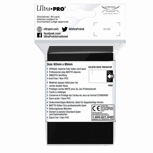 カードスリーブ Eclipse マット スモール デッキ プロテクター スリーブ Ultra PRO 多層フィルム構造 ブラック層 光反射防止 マットクリア加工 指紋汚れ防止 耐久性 優れた保護性能 くっつきにくいエンボス加工 シャッフル快適