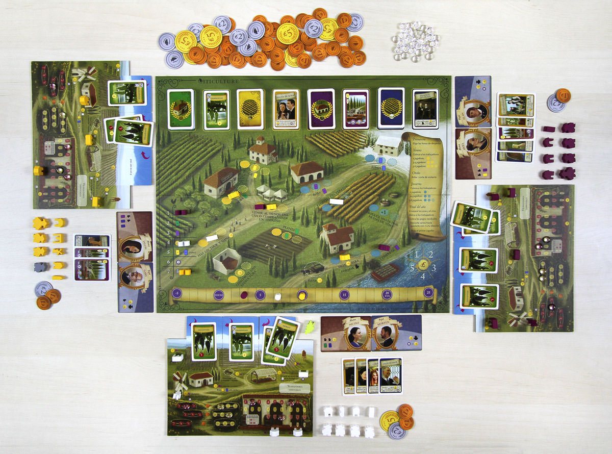 ボードゲーム Viticulture Essential Edition トスカーナの丘で紡ぐワイナリー経営 ヴィティカルチャー 美しいトスカーナの丘陵地帯 戦略的ワーカープレイスメント 労働者配置 季節変化 四季折々の農園経営 英語版 日本語説明書なし
