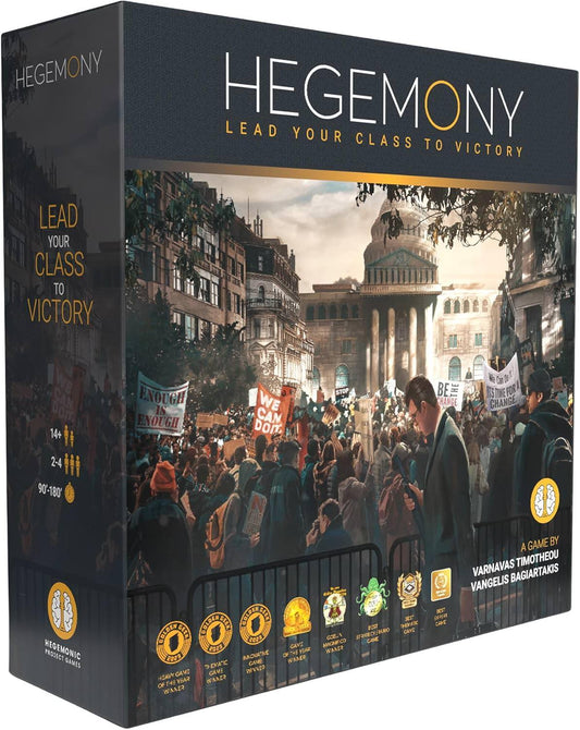 ボードゲーム Hegemony ヘゲモニー 非対称政治経済カードドリブンゲーム 社会多層構造再現 労働者階級 中産階級 資本家階級 国家担当 戦略的選択 投票政策ゲーム 複雑インタラクティブ プレイ90分以上英語版 日本語説明書なし
