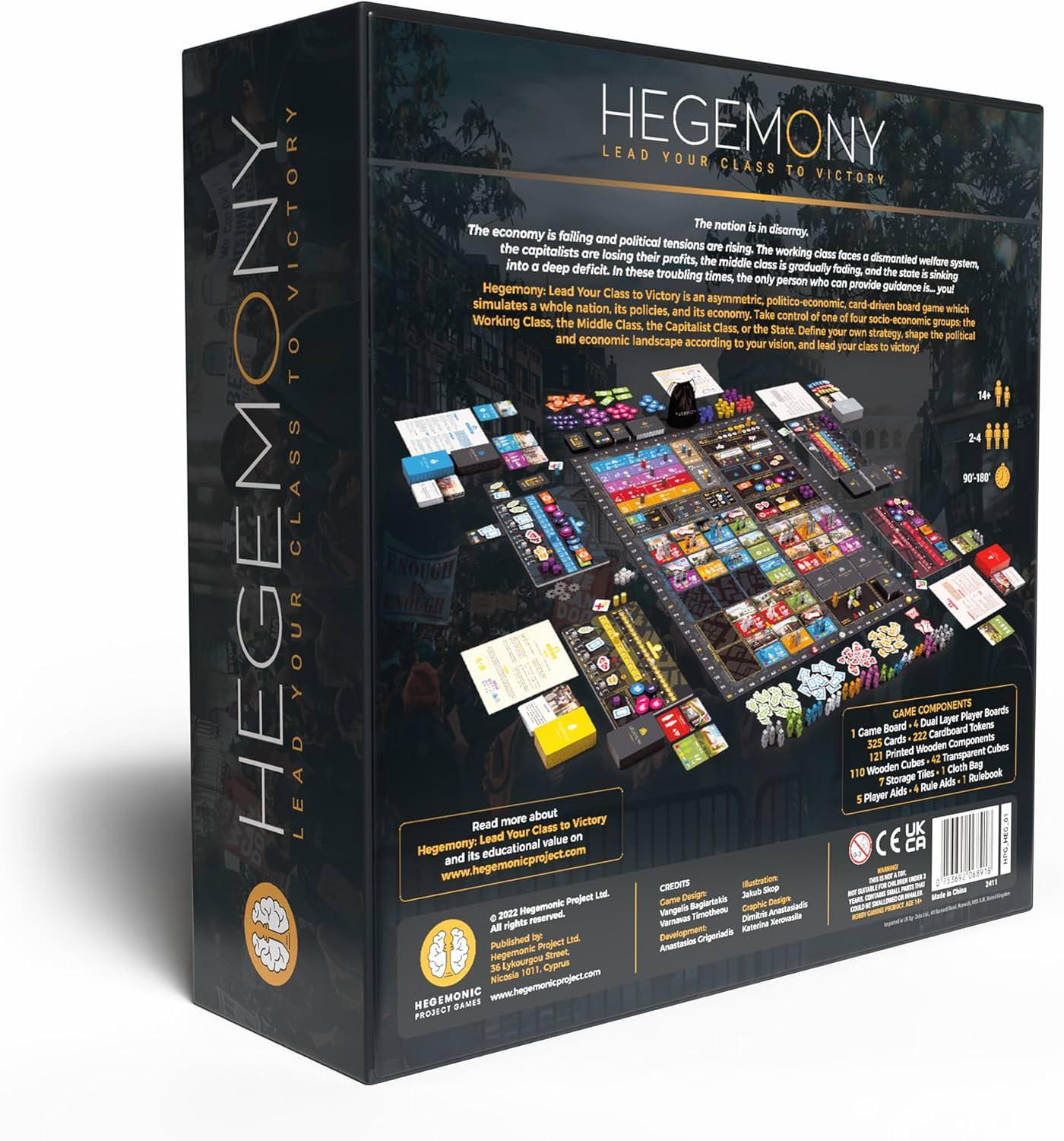 ボードゲーム Hegemony ヘゲモニー 非対称政治経済カードドリブンゲーム 社会多層構造再現 労働者階級 中産階級 資本家階級 国家担当 戦略的選択 投票政策ゲーム 複雑インタラクティブ プレイ90分以上英語版 日本語説明書なし