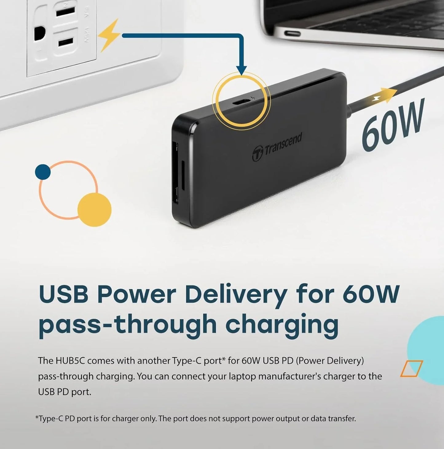 USBハブ Transcend HUB5C 6-in-1 USB Type-C ハブ 多機能 ハイスピード データ転送 USB3.1 Gen2対応 USB CDカードスロット搭載 リバーシブル USB Type-C コネクタ USB PD 60W 高速 SD microSD カードリーダー対応 軽量 コンパクト 並行輸入品