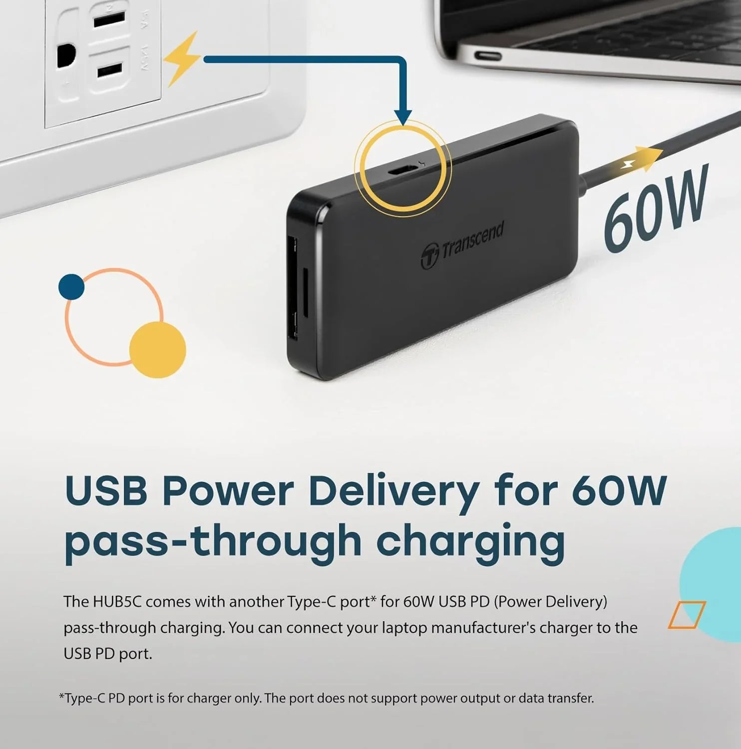 USBハブ Transcend HUB5C 6-in-1 USB Type-C ハブ 多機能 ハイスピード データ転送 USB3.1 Gen2対応 USB CDカードスロット搭載 リバーシブル USB Type-C コネクタ USB PD 60W 高速 SD microSD カードリーダー対応 軽量 コンパクト 並行輸入品