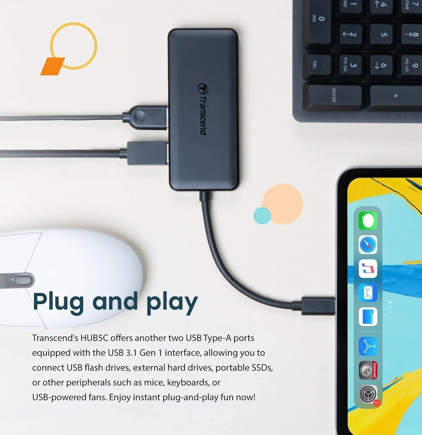 USBハブ Transcend HUB5C 6-in-1 USB Type-C ハブ 多機能 ハイスピード データ転送 USB3.1 Gen2対応 USB CDカードスロット搭載 リバーシブル USB Type-C コネクタ USB PD 60W 高速 SD microSD カードリーダー対応 軽量 コンパクト 並行輸入品