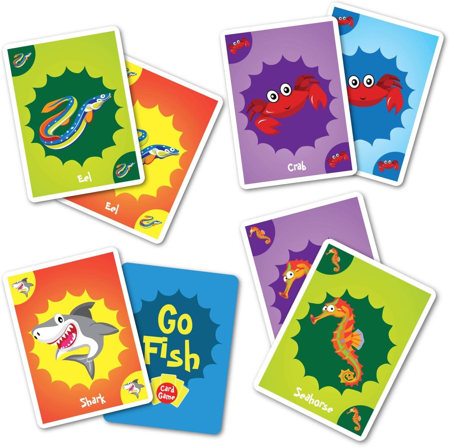 カードゲーム Go Fish ジャンボサイズ 知育玩具 記憶力集中力向上 海の生き物イラスト デザイン パーティーゲーム 子供向け 4歳以上対象 家族みんなで楽しめる 40枚セット シンプルルール 英語学習 コミュニケーション能力育成 プレゼント輸入英語版 - Trade Center