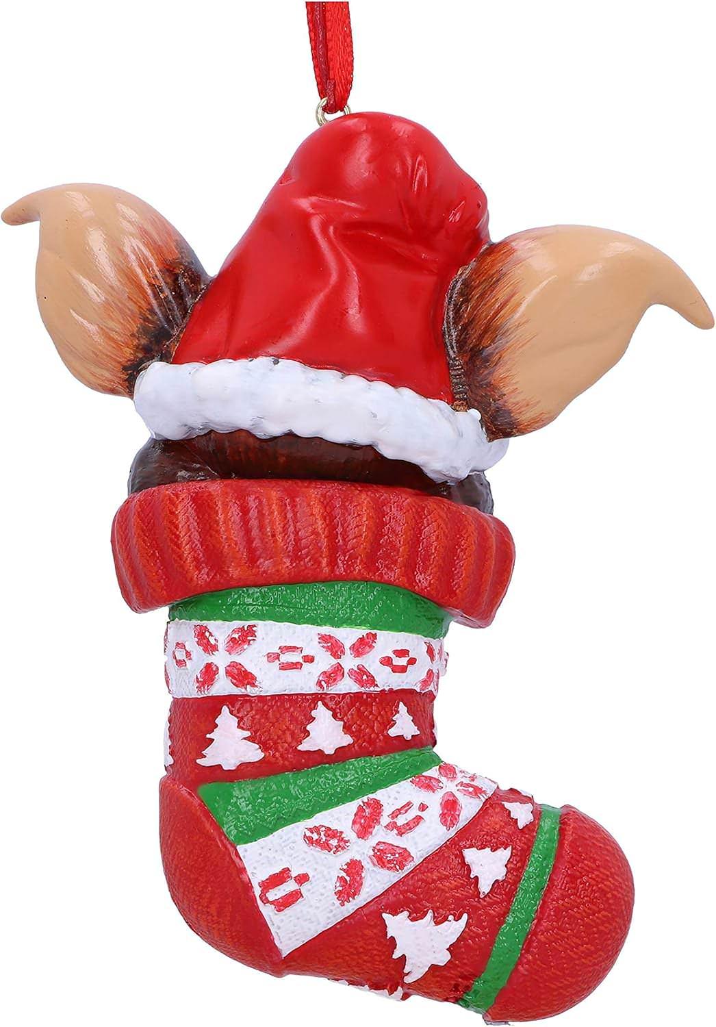 オーナメント グレムリン ギズモ クリスマス Nemesis Now公式 ギズモ赤いストッキングから顔を覗かせる12cmコンパクトサイズ モフモフ毛並み特徴的な大きな耳と愛らしい表情精巧な手塗りレジン素材熟練職人仕上げ 吊り下げ用フック付属