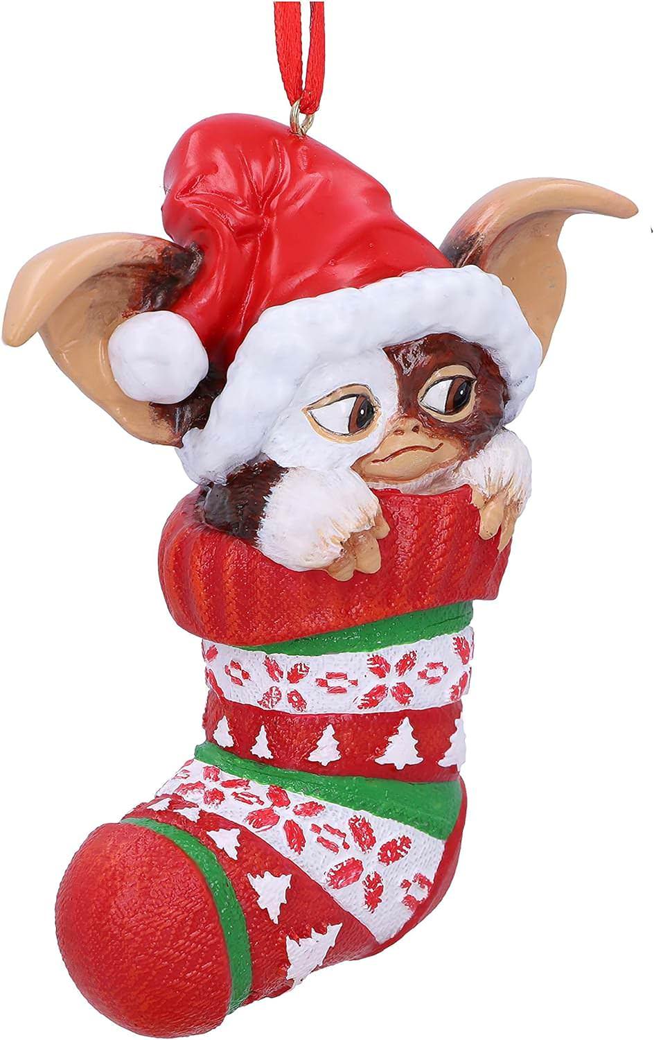 オーナメント グレムリン ギズモ クリスマス Nemesis Now公式 ギズモ赤いストッキングから顔を覗かせる12cmコンパクトサイズ モフモフ毛並み特徴的な大きな耳と愛らしい表情精巧な手塗りレジン素材熟練職人仕上げ 吊り下げ用フック付属