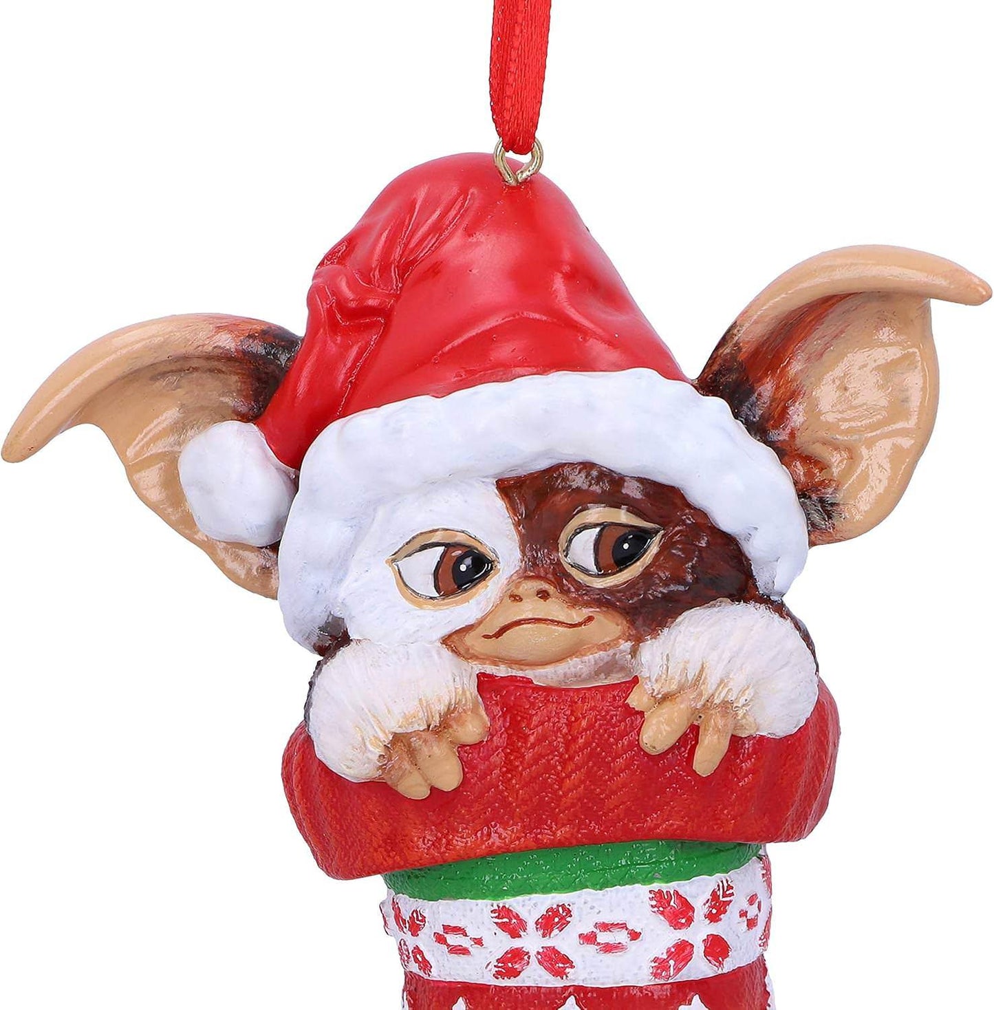 オーナメント グレムリン ギズモ クリスマス Nemesis Now公式 ギズモ赤いストッキングから顔を覗かせる12cmコンパクトサイズ モフモフ毛並み特徴的な大きな耳と愛らしい表情精巧な手塗りレジン素材熟練職人仕上げ 吊り下げ用フック付属