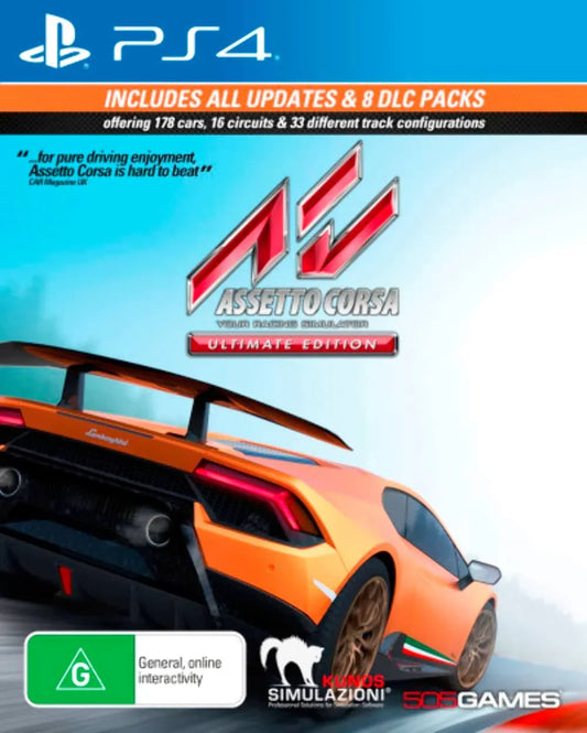 レーシングシミュレーション Assetto Corsa Ultimate Edition 505 Games 比類なきリアリズム 実車178台収録 全DLC搭載 16サーキット33レイアウト 本格ドライビング物理挙動再現 PS4対応 マルチプレイ対応 世界的名車多数搭載 並行輸入品
