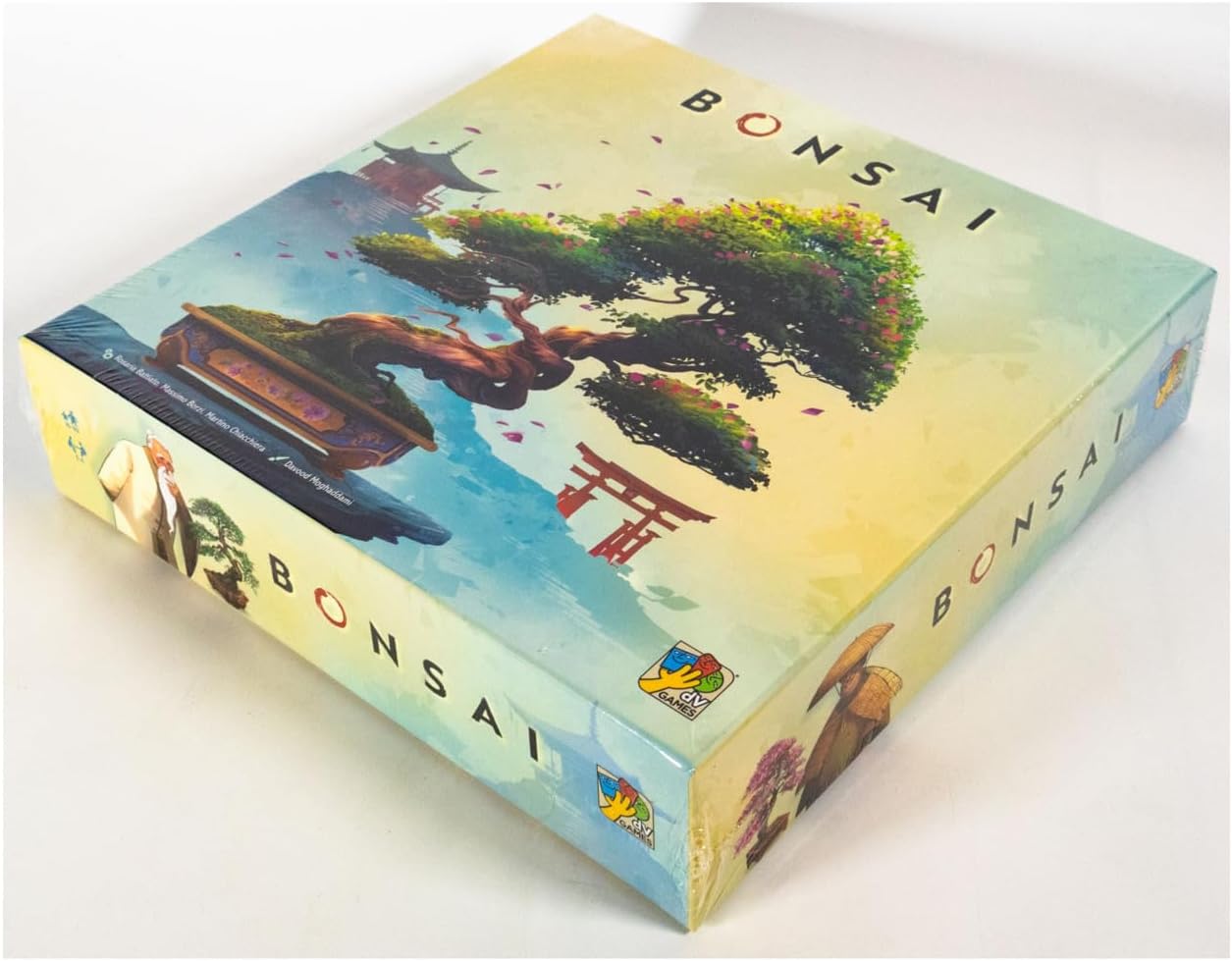 ボードゲーム タイル配置戦略 Bonsai 盆栽 DV Games 日本伝統美意識現代ゲームデザイン融合 瞑想栽培アクションシステム 1-4人用 40分 ソロプレイ対応 ヘックスタイル配置育成 木材葉花果実成長ルール