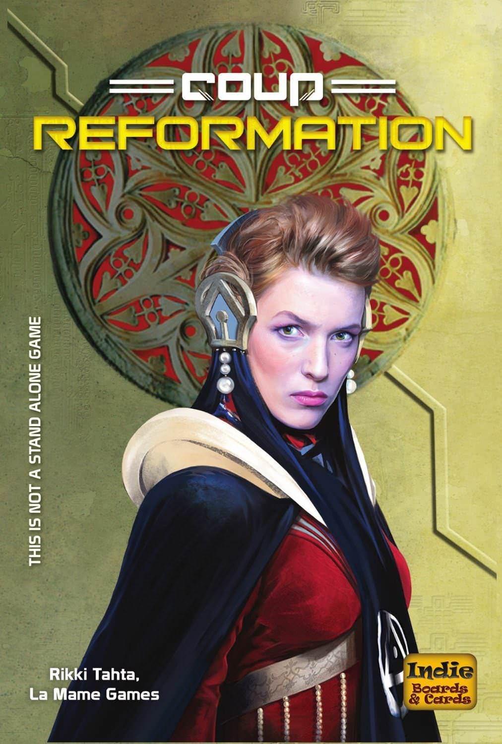 カードゲーム Coup Reformation 拡張版 Coup ブランド 新戦略 陣営システム 対象14歳以上 2-10人プレイ 15-30分 短時間 政治的陰謀 ブラフ 駆け引き 改宗メカニズム 大人数対応 最大10人 プレイ可能 戦略的駆け引き深化 