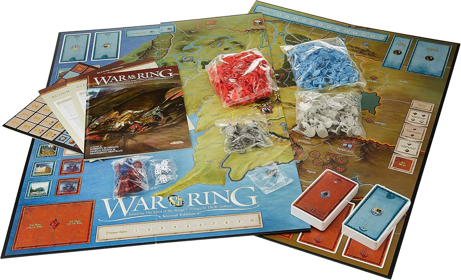 ボードゲーム War of the Ring Second Edition フランチェスコネピテッロ マルコマッジ ロベルトディメグリ 指輪物語 中つ国 戦略 2人から4人 プレイ可能 豊富なフィギュア コンポーネント 政治トラック英語版 日本語説明書なし