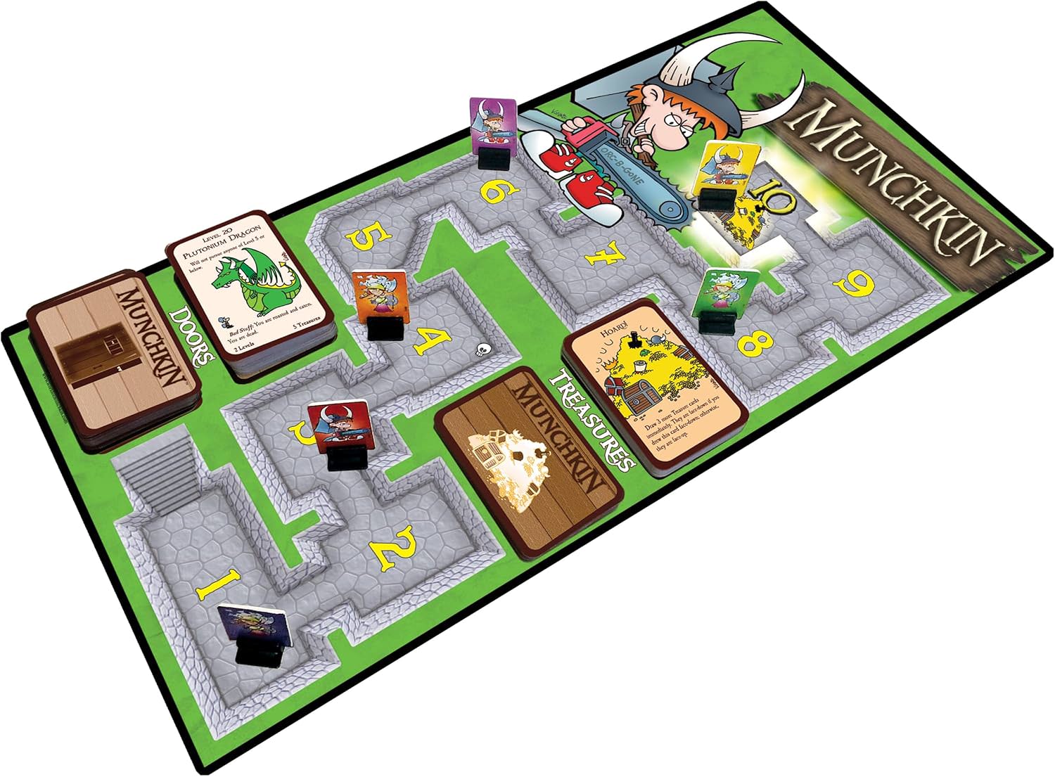 カードゲーム Munchkin Deluxe マンチキン デラックス Steve Jackson Games ダンジョンアドベンチャー パロディ 3-6人プレイ 対象年齢10歳以上 1-2時間 168枚カード ゲームボード付属 6色ポーン 6面サイコロ