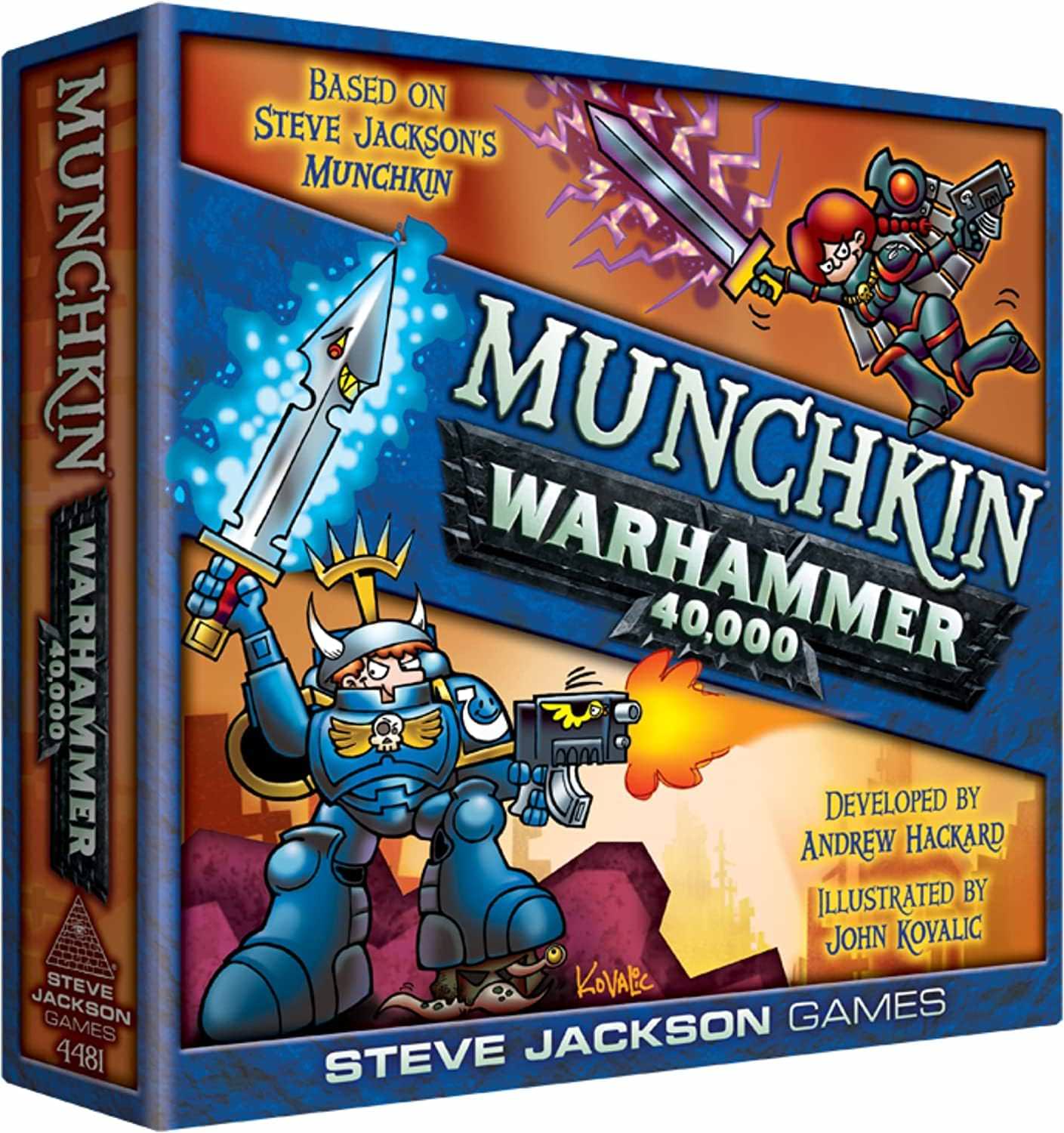 カードゲーム Munchkin Warhammer 40,000 Steve Jackson Games 168枚カード 3-6人用 ボードゲーム ゲームボード付属 カスタムダイス Ultramarine Necron Aeldari Ork Death Guard Tyranid Andrew Hackard John Kovalic