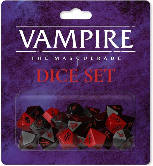 ダイスセット Vampire The Masquerade Dice Set ヴァンパイア ザ マスカレード 第5版 公式 Renegade Game Studio 18個セット16mm カスタムブラック ロールプレイングゲーム