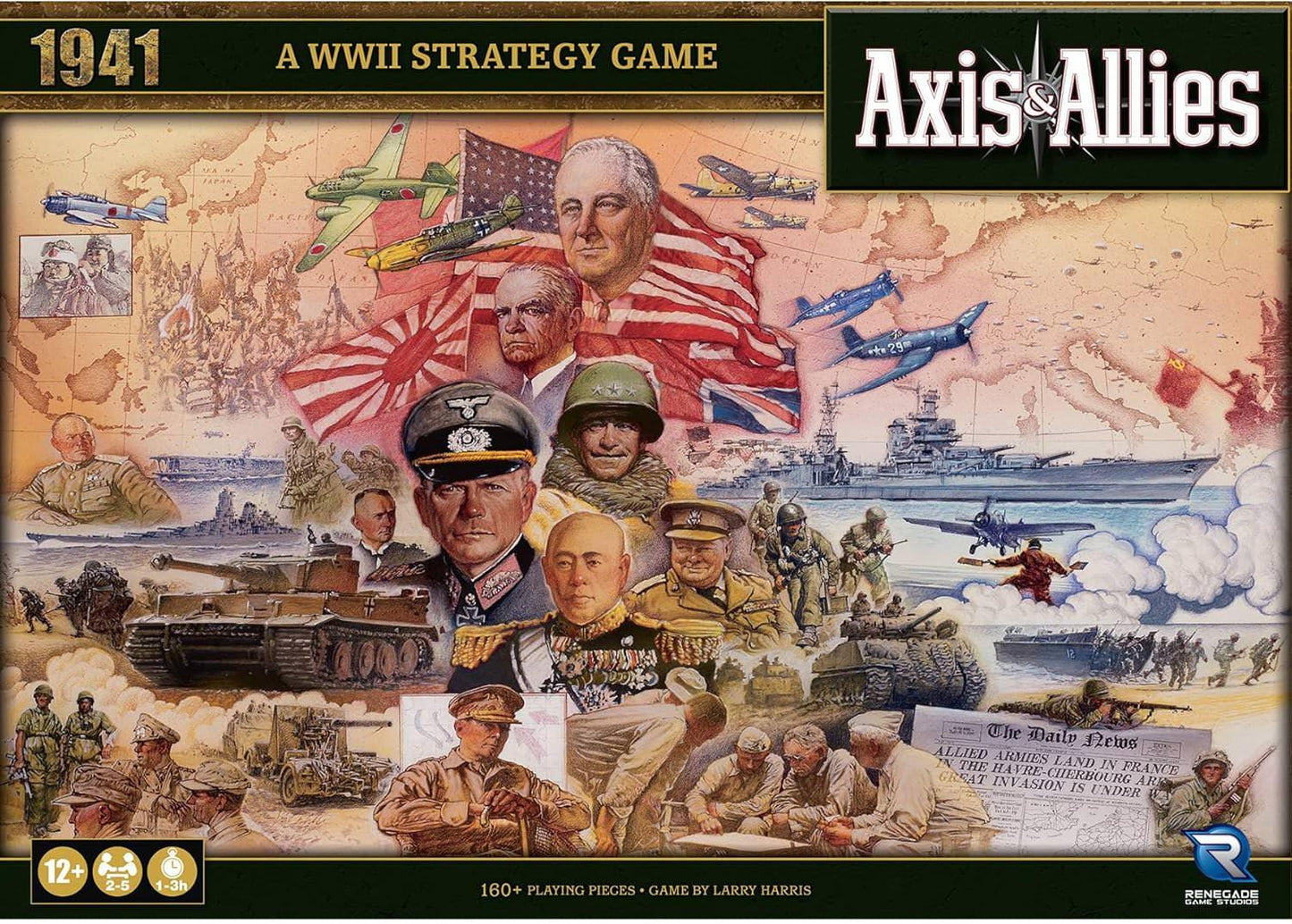 戦略級戦争ボードゲーム Axis Allies 1941 Second Edition 第二次世界大戦 2-5人用 歴史戦略ゲーム 160体プラスチック製ミニチュア 新デザイン彫刻ユニット 英語版 日本語説明書なし